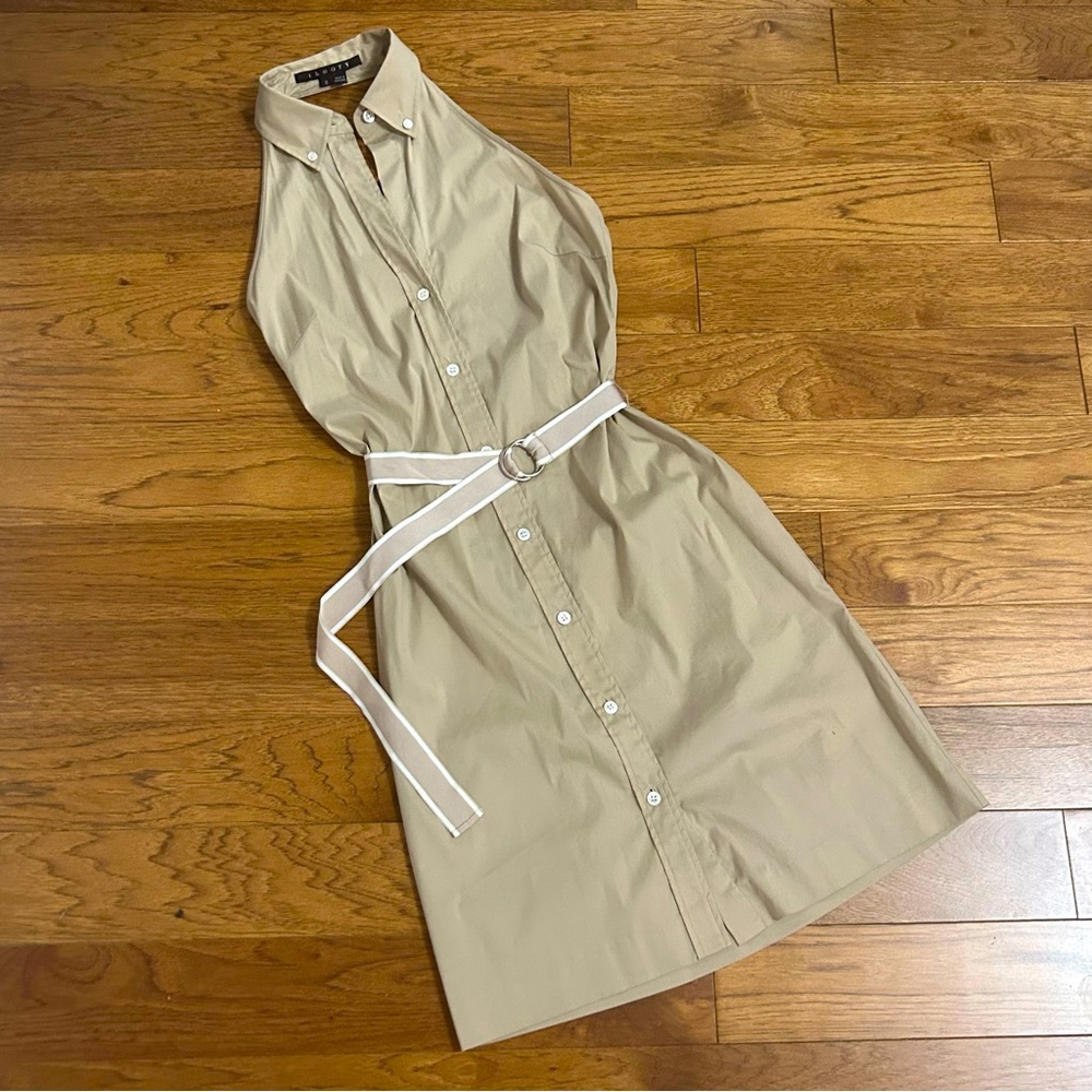 NEW Theory Collared Halter Shirt Dress with Belt